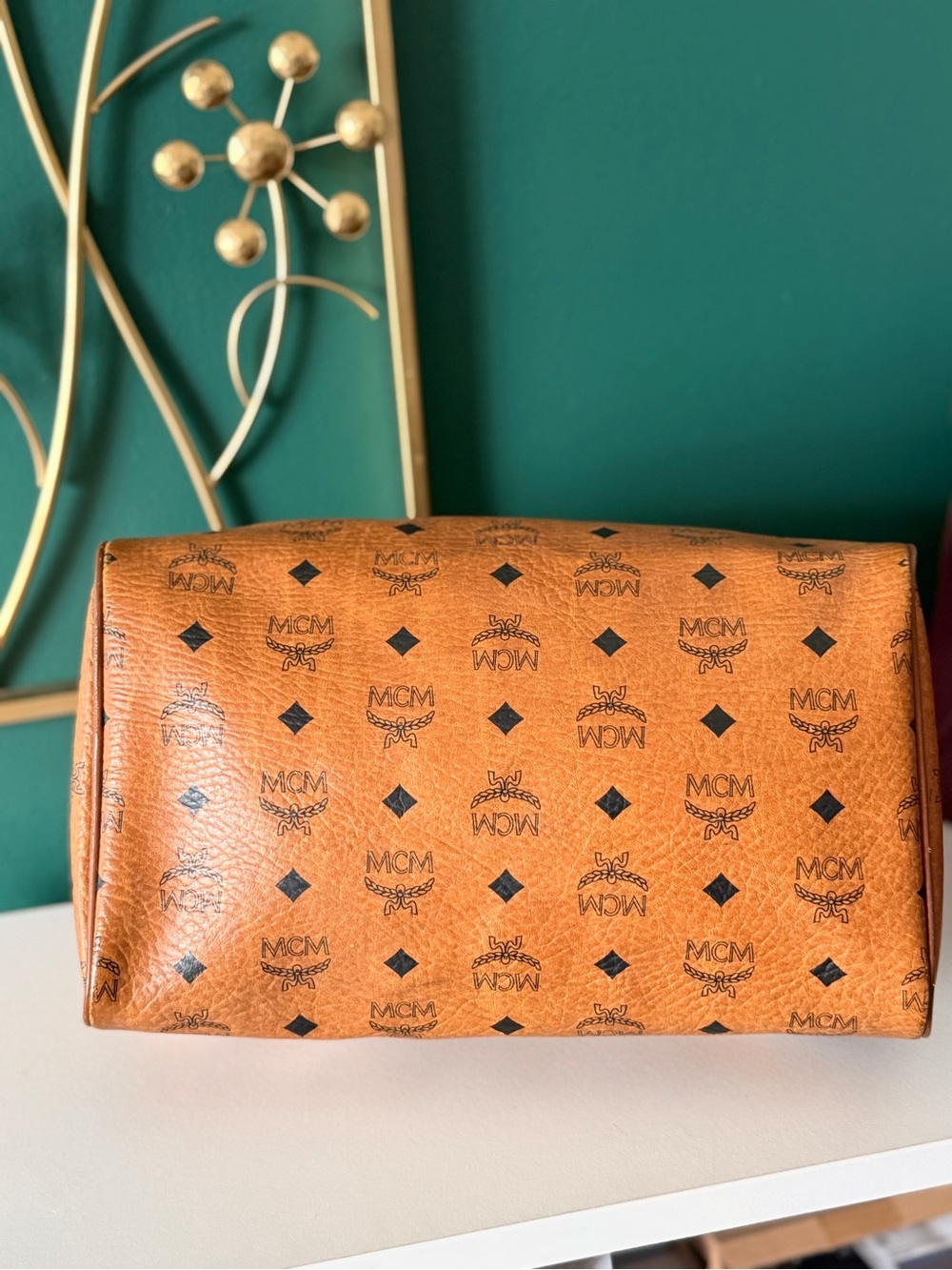 MCM Cognac Visetos Boston Satchel - Cognac Leather - Picture 12 of 12